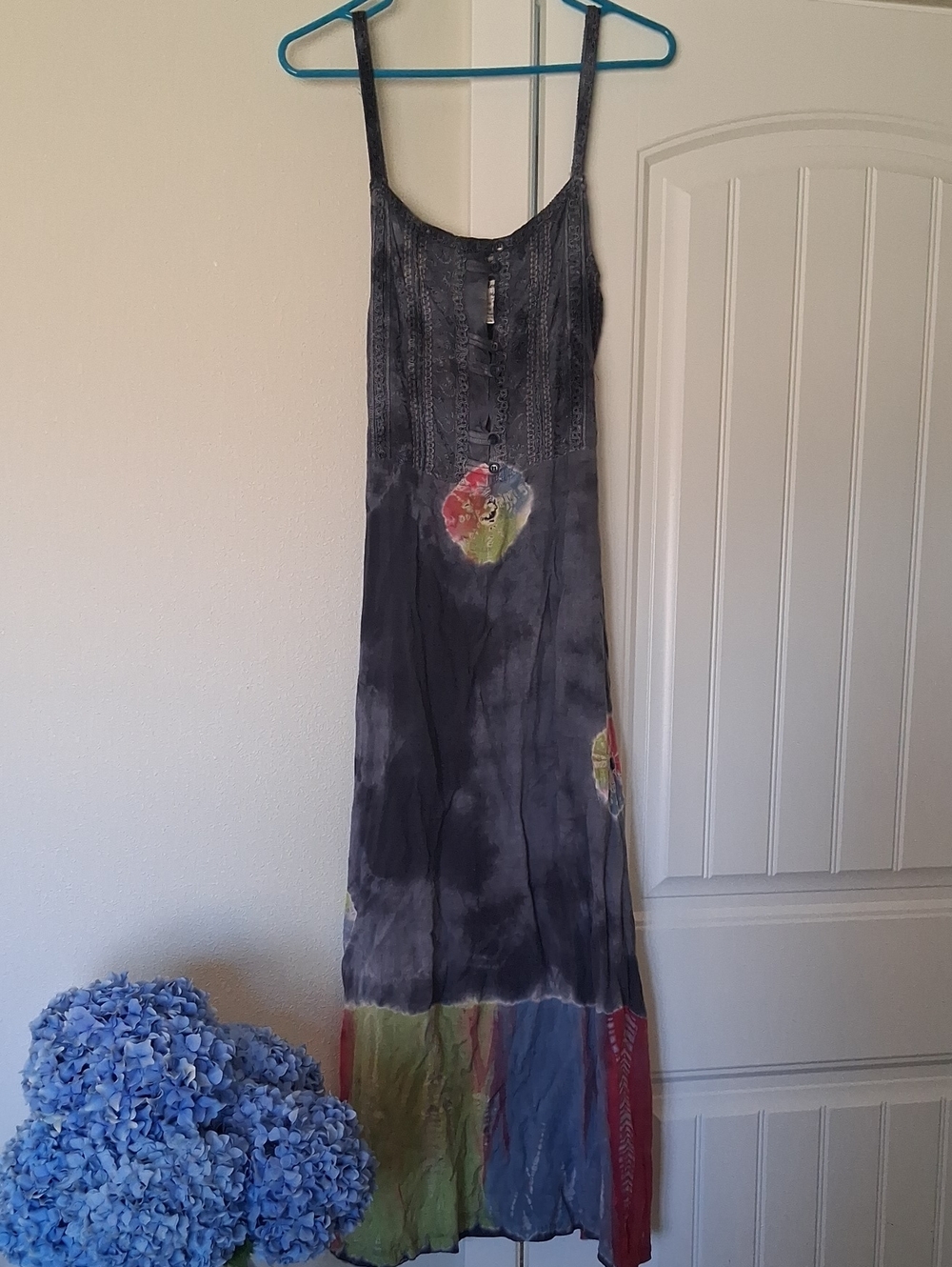 Tye Dye Summer Dress With Tye Back